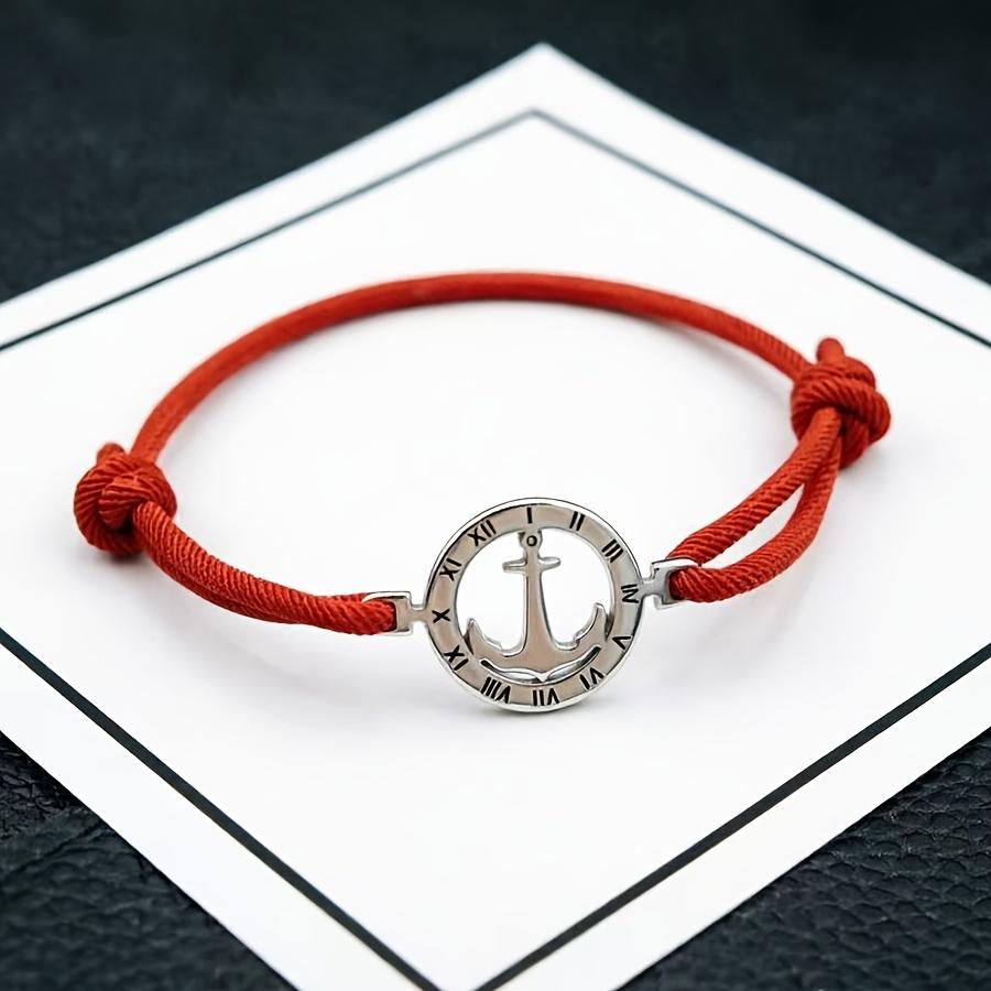 Adjustable Bracelet Easy Woven Wristband 304L 304L Stainless Steel Style Nautical Anchor Bracelet Men'S Beach Vacation Casual Arm Jewelry