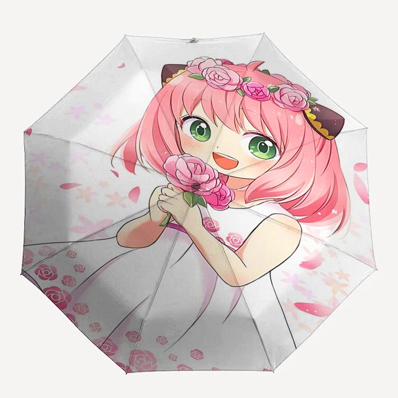 1pc Pink Rose Floral Print Umbrella - Automatic Opening, Foldable Design, Outdoor Use, Gift for Fans, Travelers, Everyday Use.I101