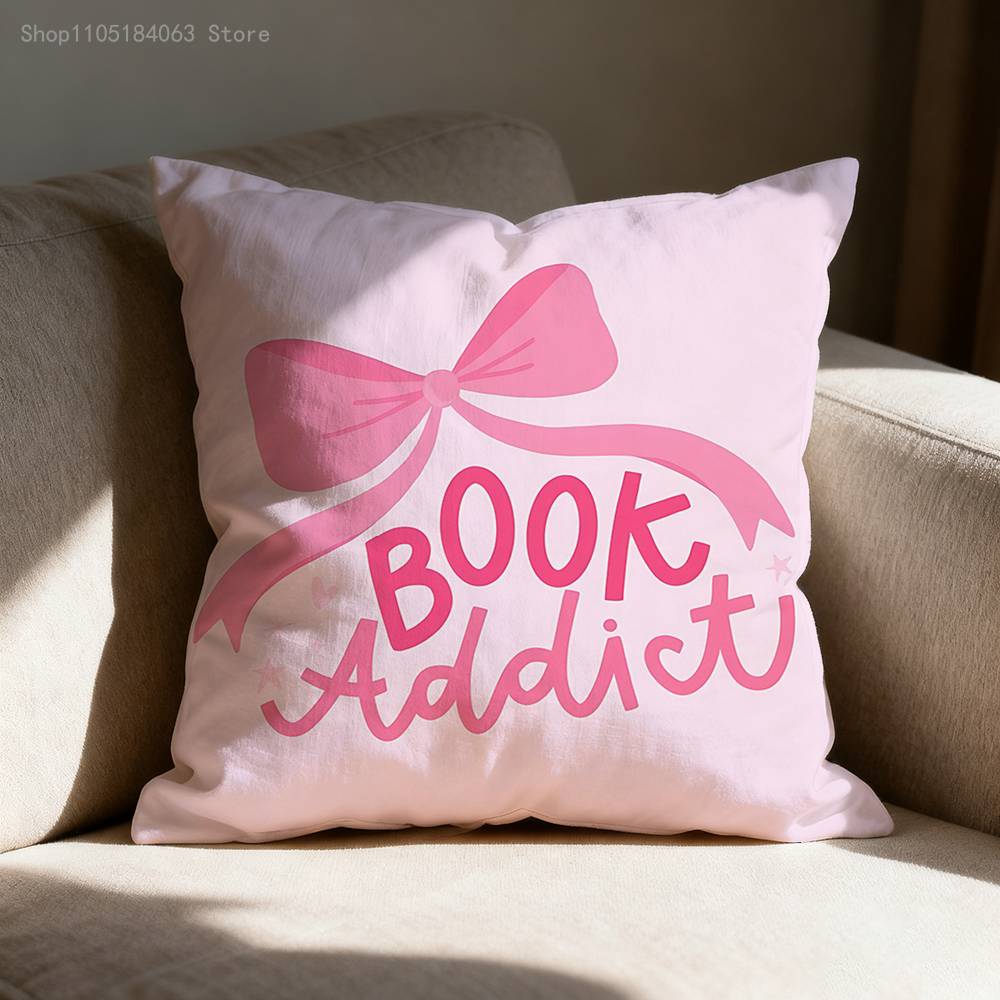 Pink Bookish Book Lover Pillowcases Bedroom Living Room Sofa Home Decor Polyester Cushion Cover with Zipper