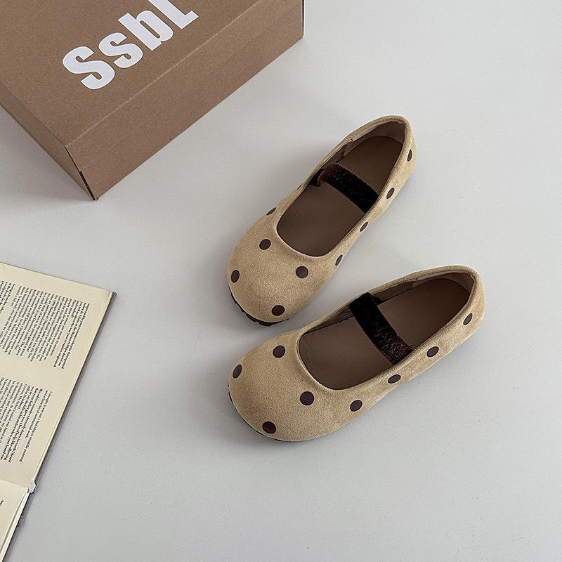 Cute polka dot Mary Jane single shoes women's summer new one-pedal flat-bottomed comfortable casual single shoes