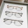 Summer New Frameless Photochromic Myopia Glasses Neutral High end Anti Blue Light Glasses for Men Women