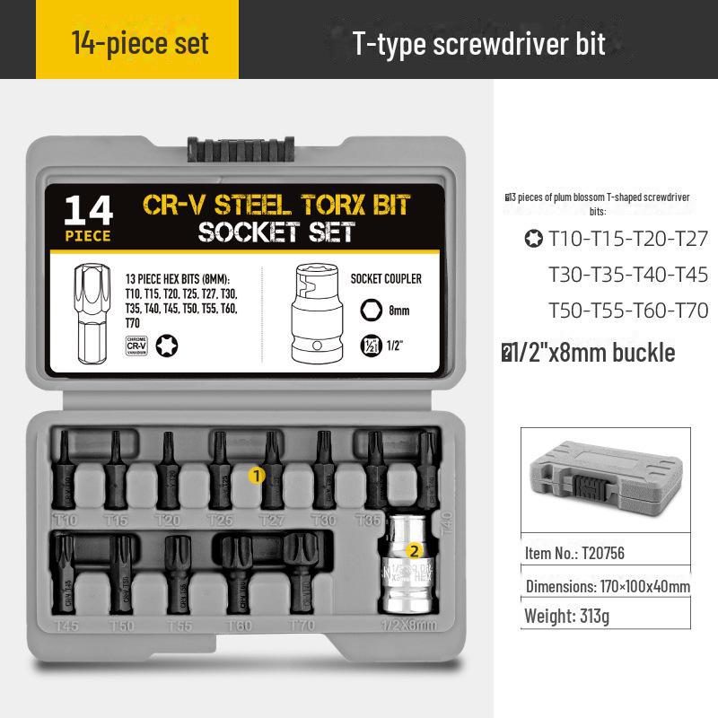 

Набор из 14 шестигранных головок для электрических и пневматических ключей — размеры от H6 до H14