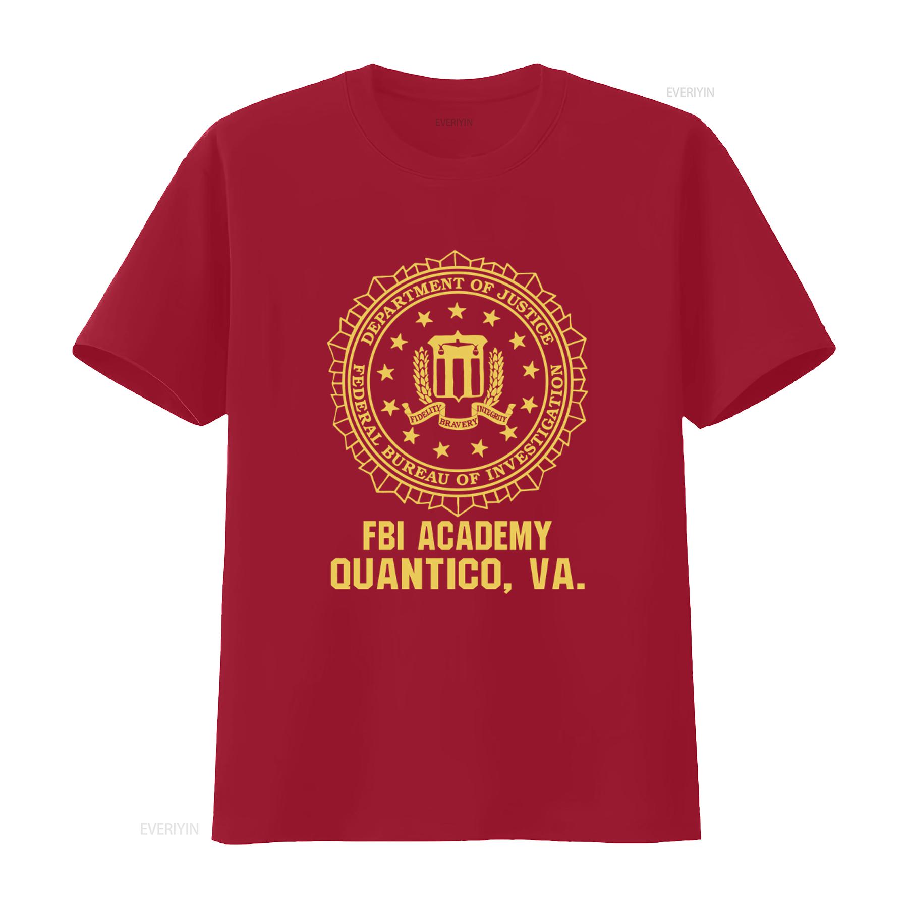 FBI Academy Quantico VA T Shirt Department of Justice Seal Design with Fidelity Integrity Bravery Motto Premium Quality Print S