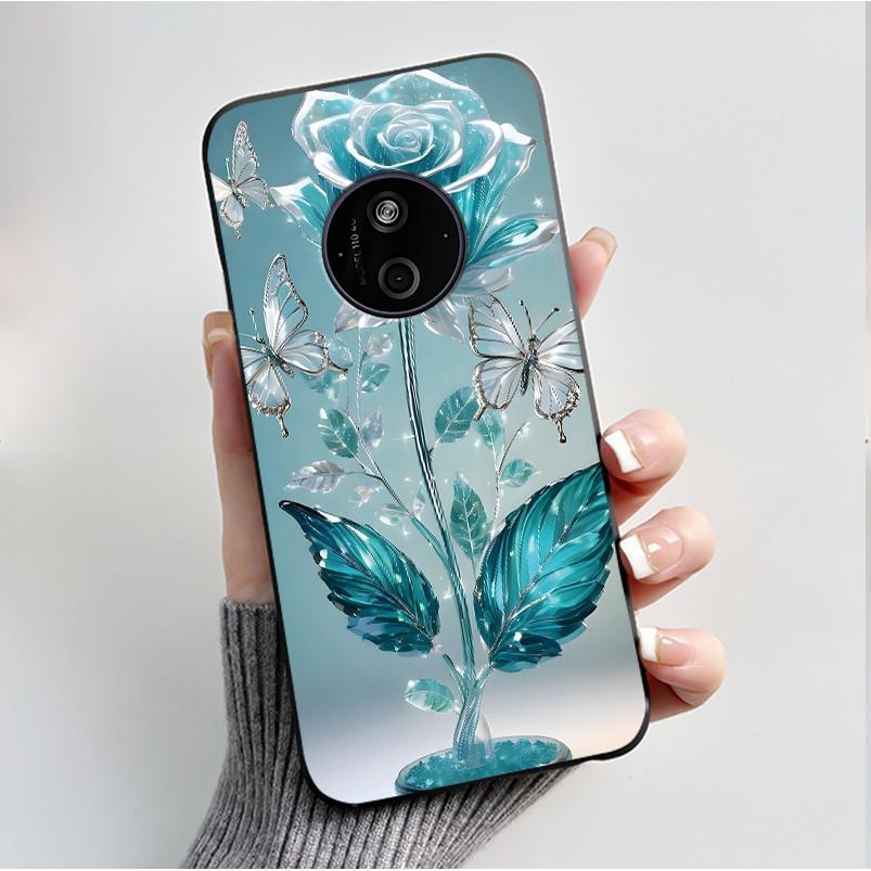 Printed Phone Case For Nokia 110 4G 2024/HMD 110 4G/Nokia 125 4G 2024 Soft Silicone Black Shell Cover Cute Flower Cartoon Casing