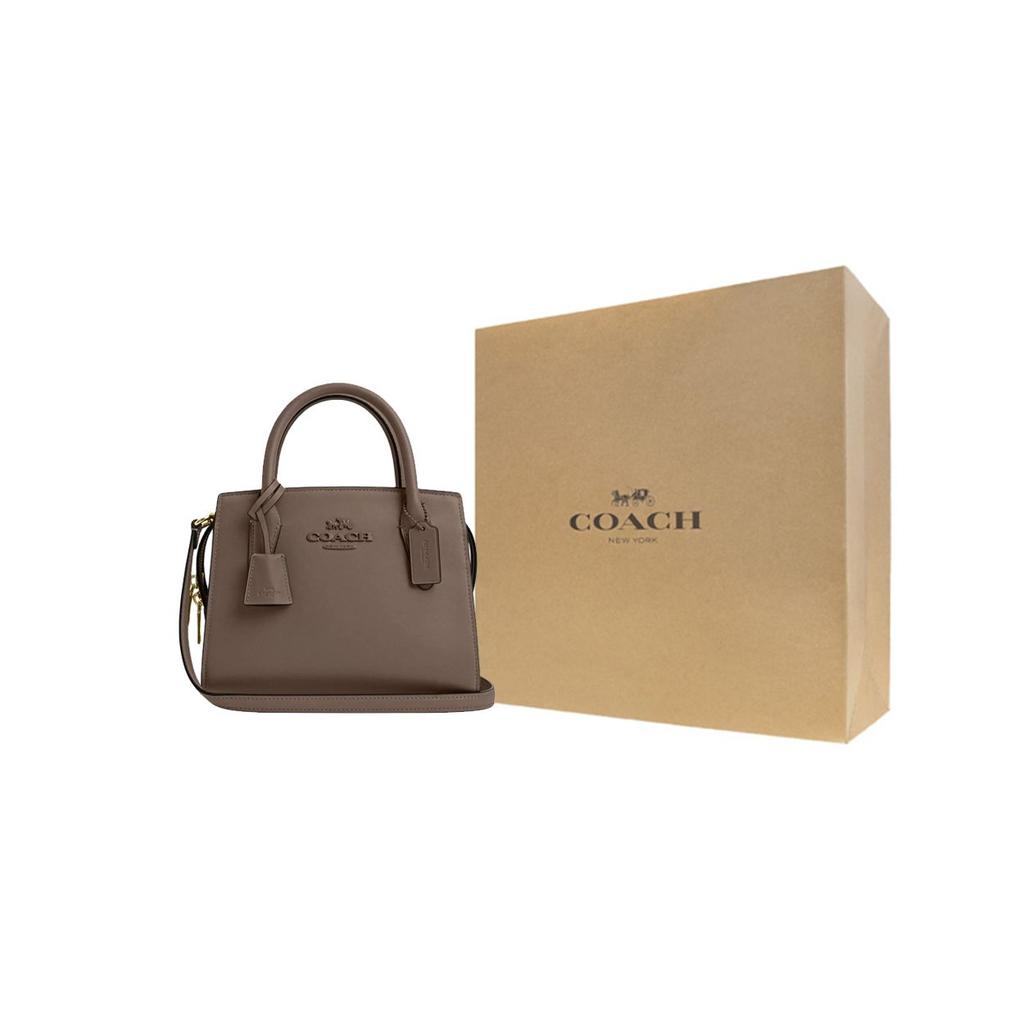 Coach Andrea Carryall 22 Logo Zip Closure Refined Calfskin Shoulder Crossbody Tote Bag Small Women tote bags Brown CP081-IMV2R