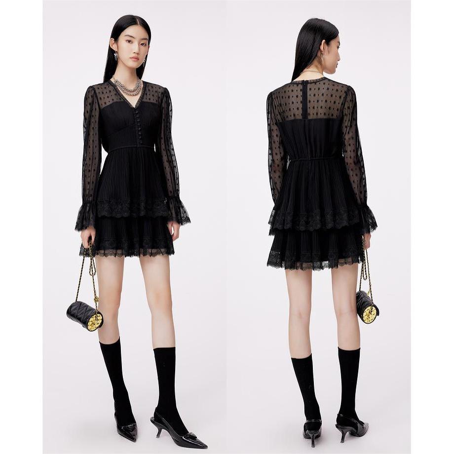 

French Light Luxury Lace Casual Slimming Dress - Women s Summer Edition L 105-120 lbs чёрный