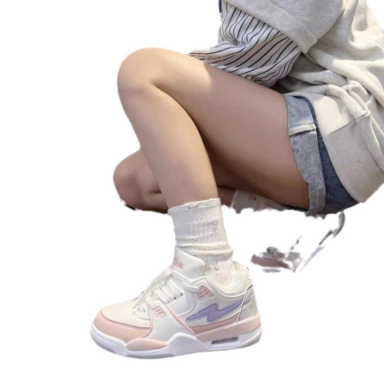 Hong Kong Style Platform Air Cushion Board Shoes Women's Niche Ins Tide 2024 Summer New Versatile Casual Sports Skateboard Shoes Women