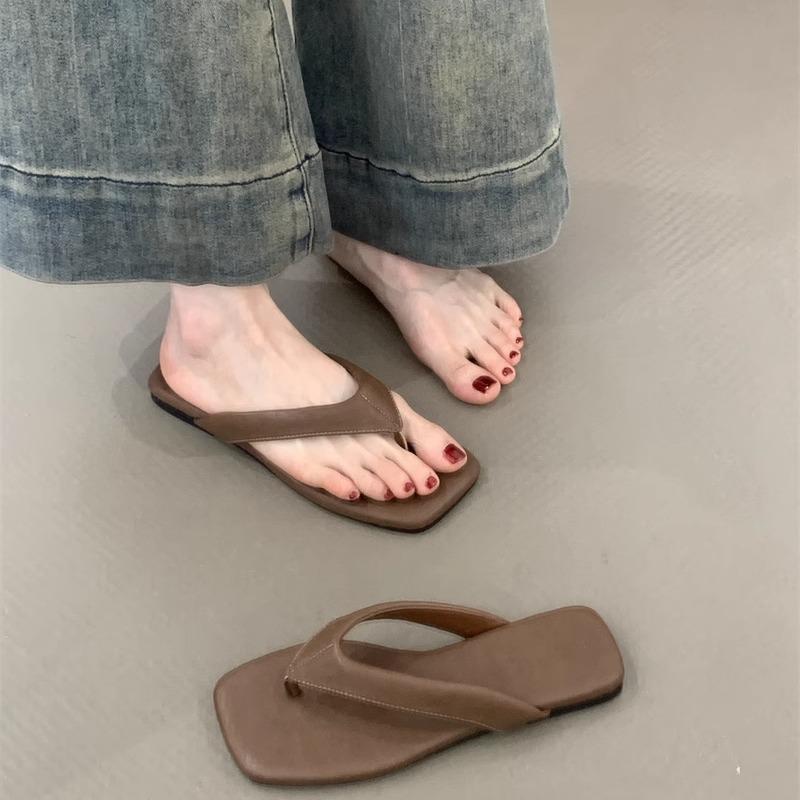 

Модные универсальные крутые шлепанцы на плоской подошве, цвет дофамина, пляжные шлепанцы для морского курорта 40 темно-коричневого