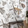 Brown Windmill Flower Cluster Bicycle Bedroom Transparent Sheer Curtains Holiday Decoration Window Voile Tulle Curtain