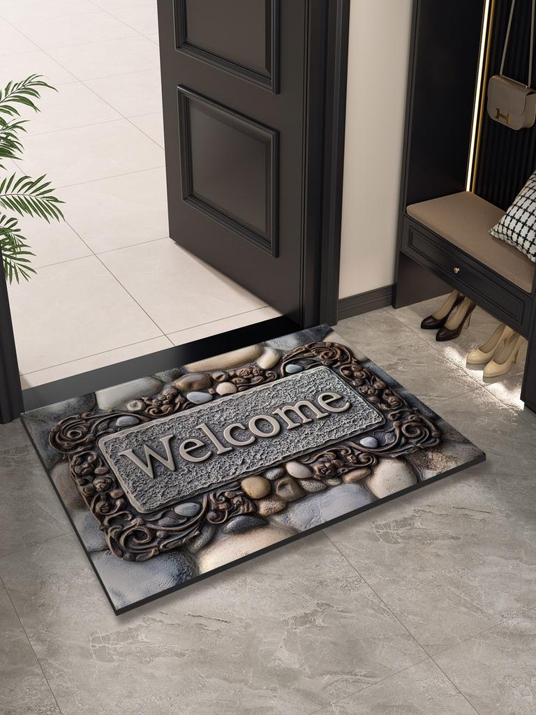Vintage Welcome Doormat Entrance Door Mat Outdoor Front Room Rugs Foot Mat Hallway Carpet Floor Bathroom Bath Mats Washable