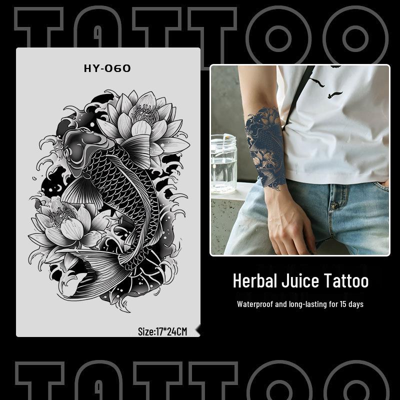 Japanese Traditional Tattoo Waterproof Sticker: Men's Long-lasting Floral Arm Pattern.