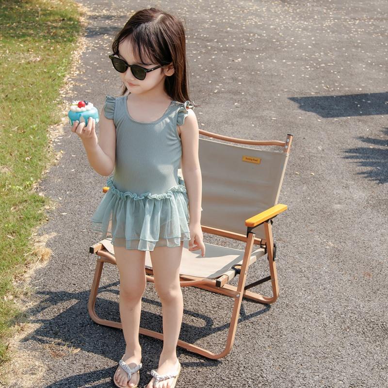 Girl Kids One Pieces Swimsuit With Hat Swimwear 2025 Bowknot Summer Beach Wear Children Swimming Suit