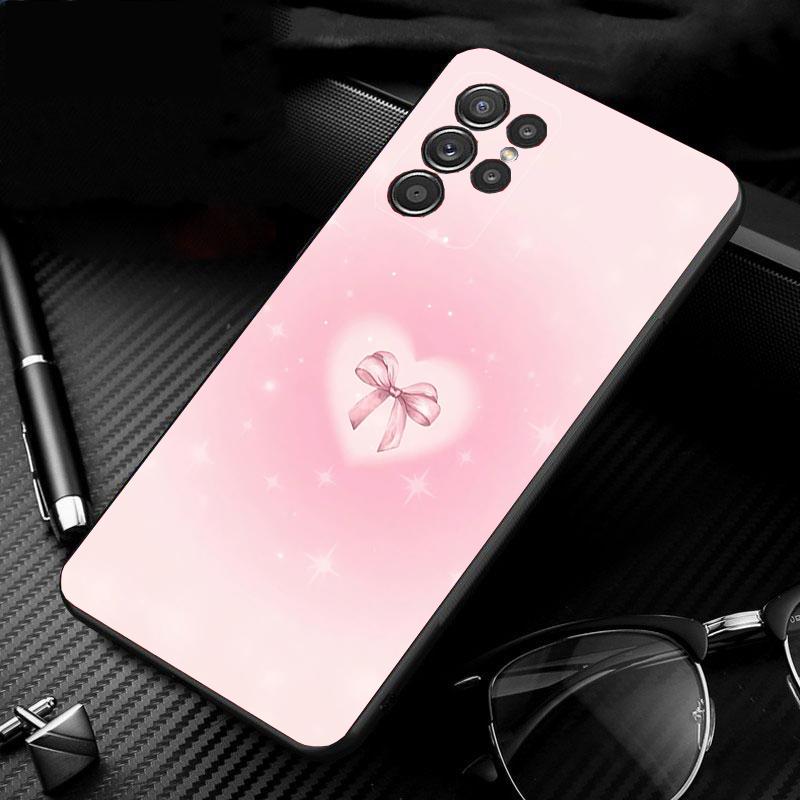 Phone Case For Samsung Galaxy S26 S25 S24 S23 S22 Ultra S23 S22 S25 Plus S24FE S23FE S26Edge Cute Pink Heart Bow