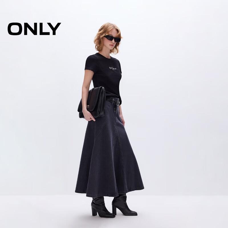 ONLY Women s 2025 Spring Letter Embroidered Slim Crop T-shirt S