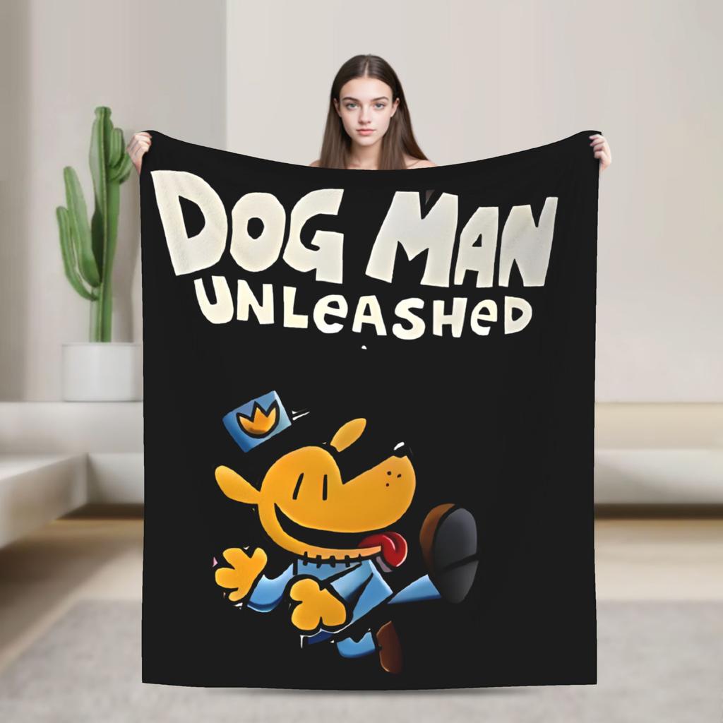 Dog Man Dogman Film Strip Boek Dekentje Cartoon Flanel Vintage Warm Plaid voor Dekbed Lente/Herfst
