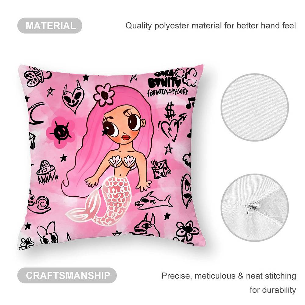 Cartoon Manana Sera K-Karol G Pillow Case Sofa Living Room Bedroom Double-Sided Printing Square Cushion Nap Time Pillow Case