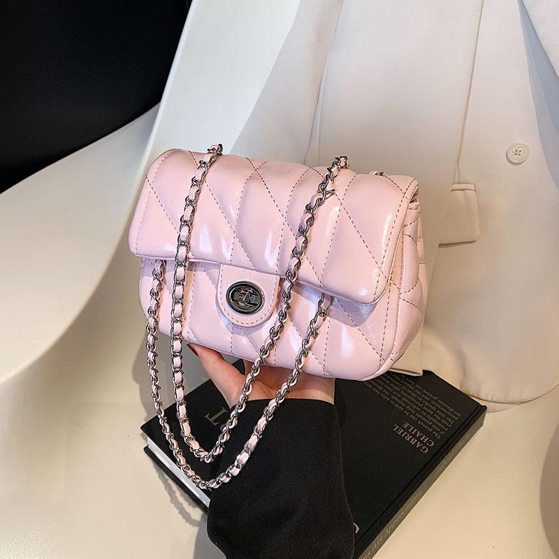 High-end small bag women's 2025 new trendy and fashionable women's shoulder bag, foreign-style texture diamond chain messenger bag