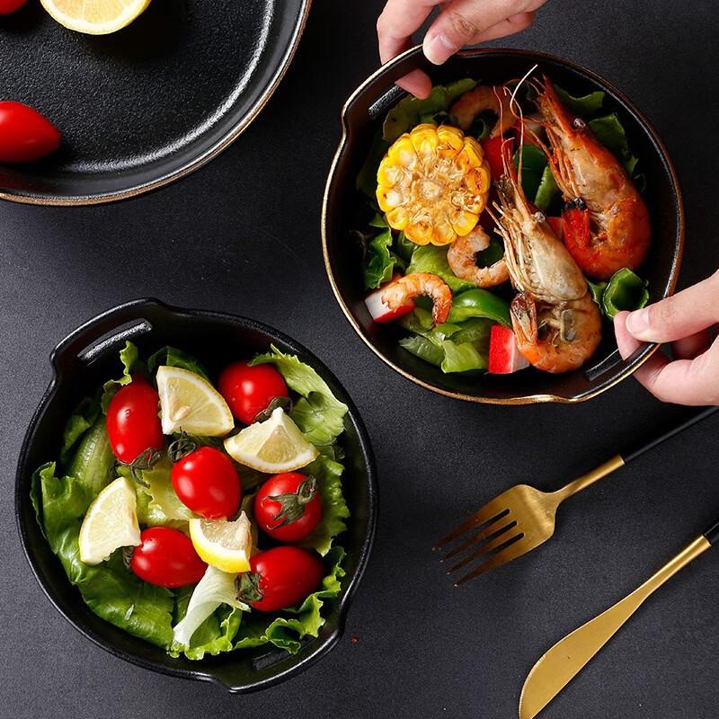 ZISIZ European Frosted Double-Handle Soup Bowl