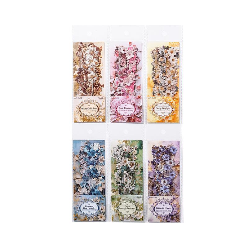 10-Sheet Long Strip Floral Border Sticker Pack Elegant Flower Frame Designs Soft Tones Self-Adhesive for Journal DIY Scrapbook