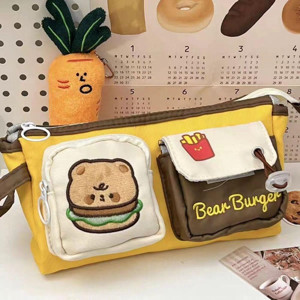 Portable Pencil Case Hamburger And French Fries Stationery Bag New Pen Bag  Back To School