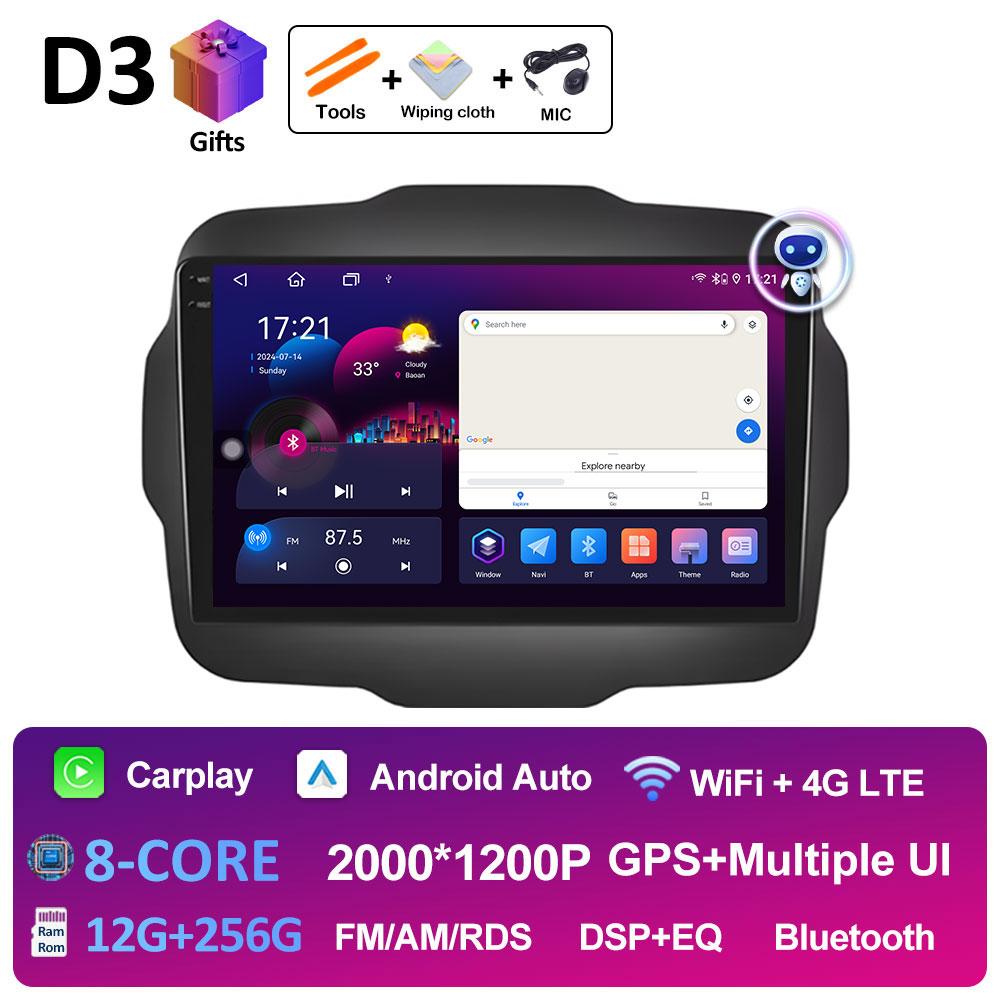 For Jeep Renegade 2016 2017 2018 - 2020 GPS Navigation Android Auto Wireless Carplay Bluetooth Smart System 2.5D Touch Screen 4G