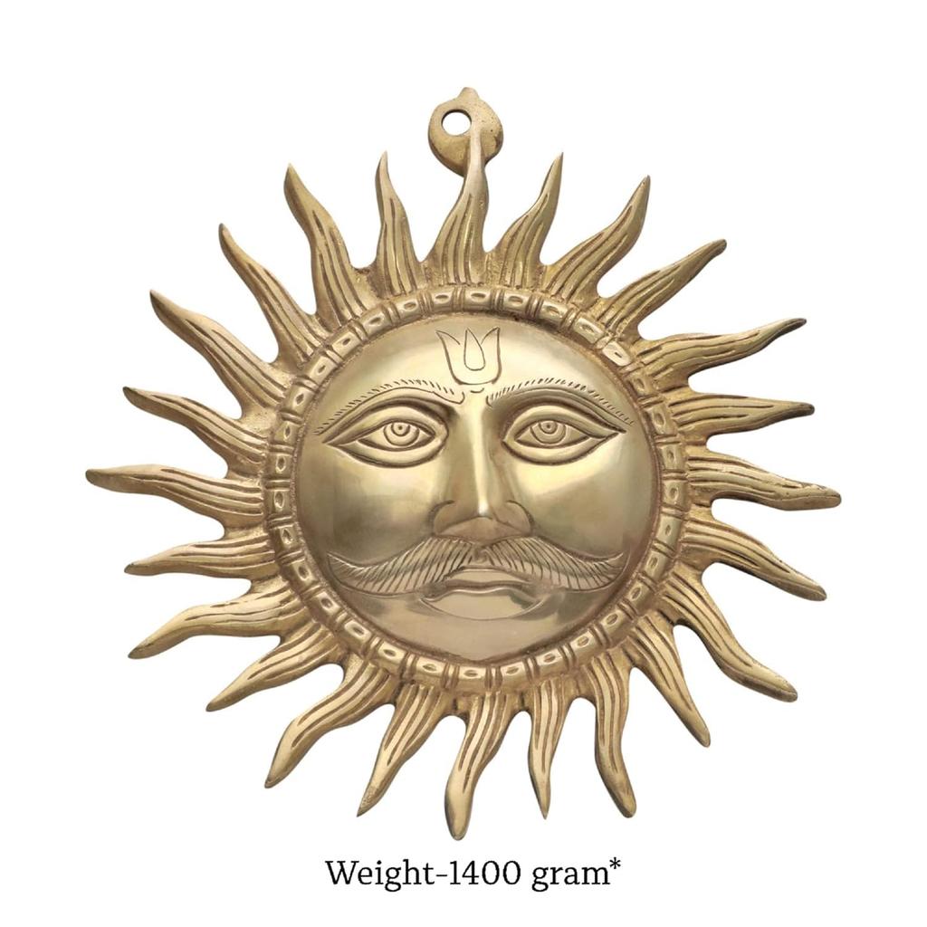 Pure Brass Sun Statue, Surya Idol, Decorative Item, Showpiece, Religious, Gold