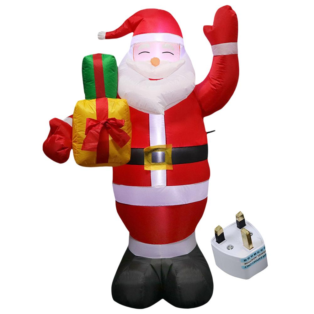 LED Inflatable Cute Air Blown Up Toy Illuminated Santa Claus Ornament Lighted Giant Model Ornament for Xmas Garden Party Decor