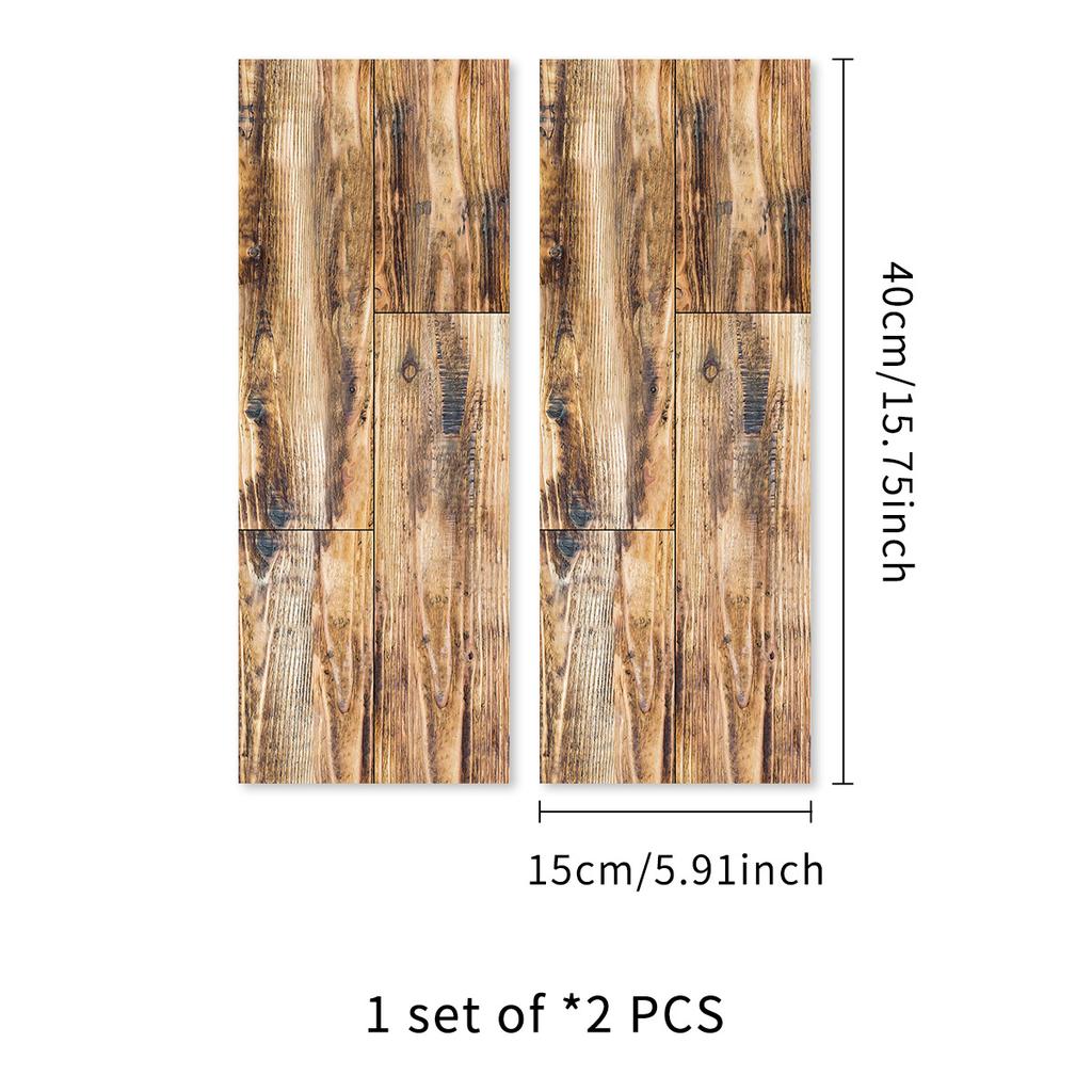 2Pcs 40X15cm PVC Wood Grain Wall Self-Adhesive Sticker Waterproof Living Room Bedroom Wall Decoration Floor Stickers