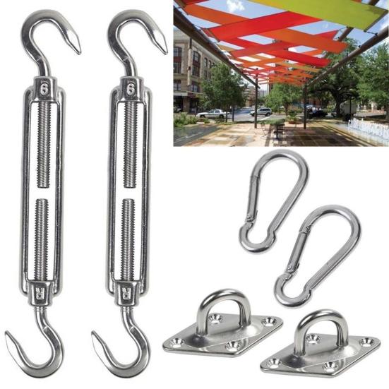 44 Pcs Shade Sail Hardware Kit for Four-Corner Sun Shades Outdoor Patio Canopy Accessories Set