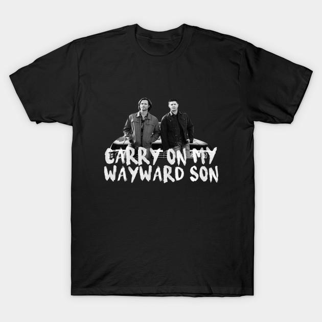 

Men Black Print T-shirt Carry On My Wayward Son No-Cut Transfer Paper Print Cotton Tshirt 4XL чорний
