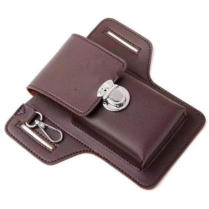 Fashion Men Multi-Function Pu Leather Waist Bag Mobile Phone Purse Outdoor Travel Sports Bum Pouch