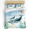 Nautical Theme Sea Turtle Starfish Compass Duvet Cover with Pillow Case 3pcs Bedding Set Quilt Cover Double Bed Home Textile