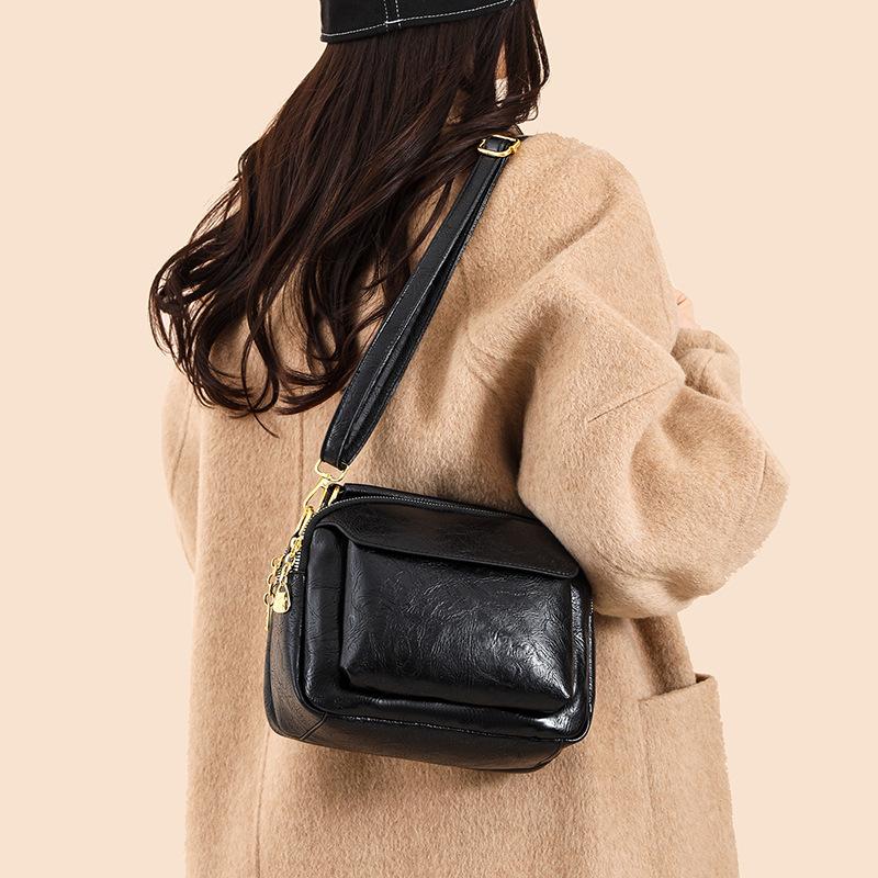 Single Shoulder Crossbody Bag - Soft Leather Bag - Large Capacity - Multi-functional - Fashionable Handbag