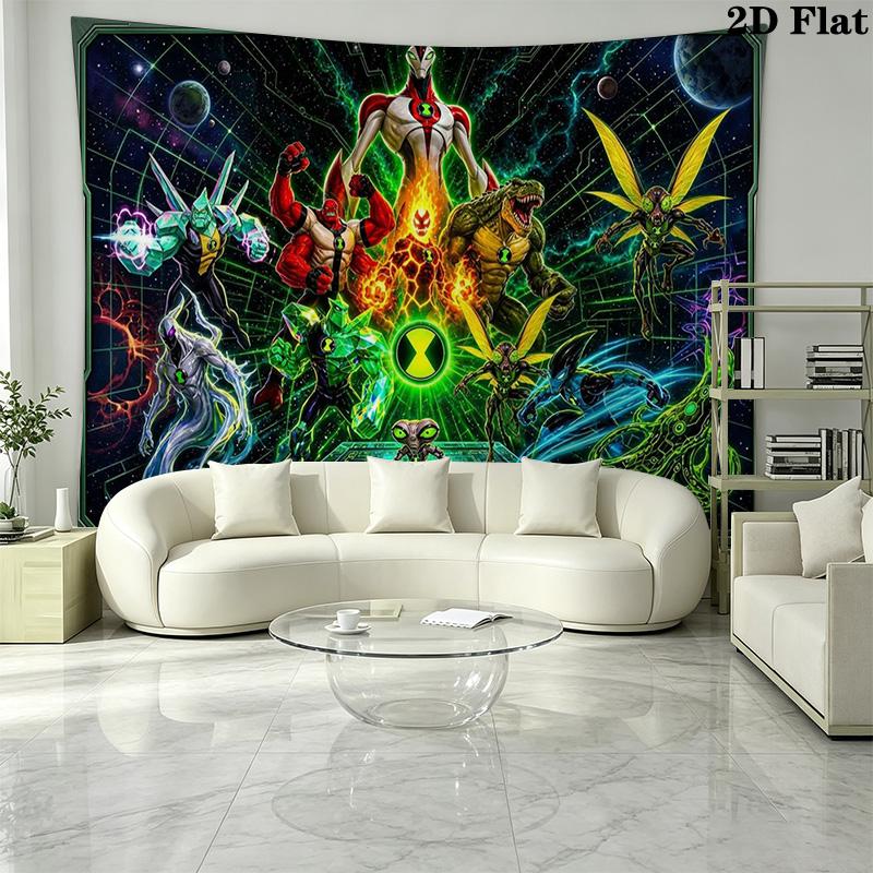 ben 10 Wall Tapestry Aesthetic Wall Hanging Printed Fabric Blanket Decorative Tapestries for Bedroom Living Room Home Decor