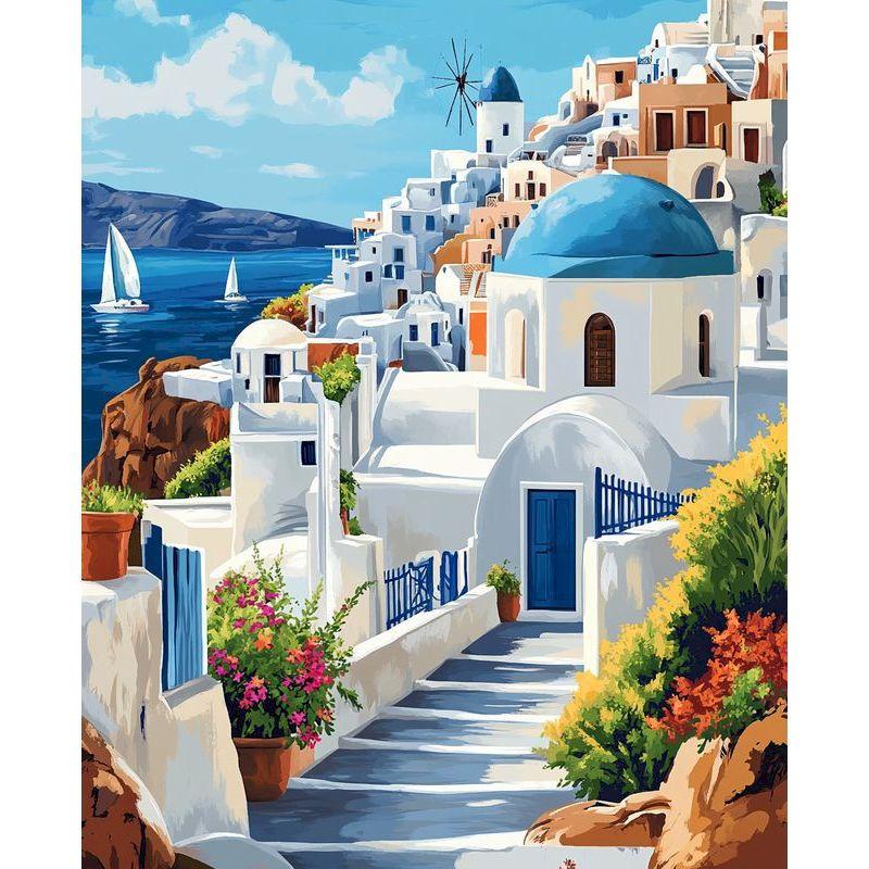 CHENISTORY Paint By Number Town Landscape For Adults DIY Frame Picture By Numbers Seascape Acrylic Paint On Canvas Home Decor