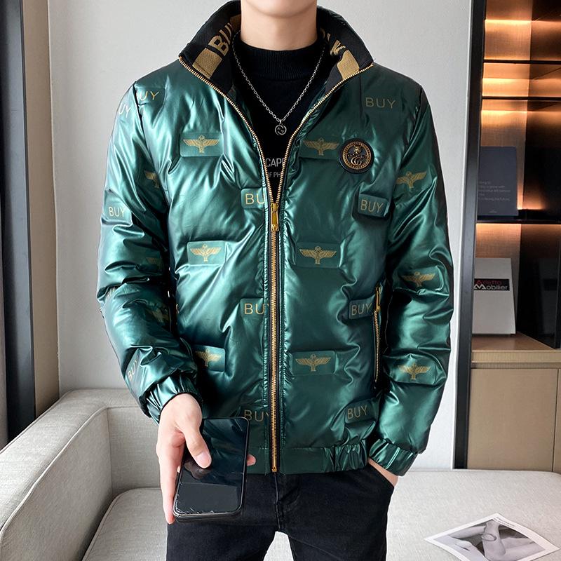 

Мужская 2024 Легкая Модная Пуховая Куртка - Толстое Короткое Зимнее Пальто со Стойкой XL зелёный