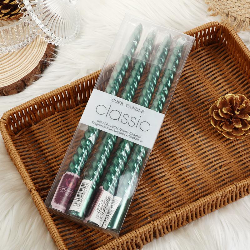 

Classic European Style Long Pole Colorful Threaded Candle for Home Romantic Candlelight Dinner Wedding Without Candles
