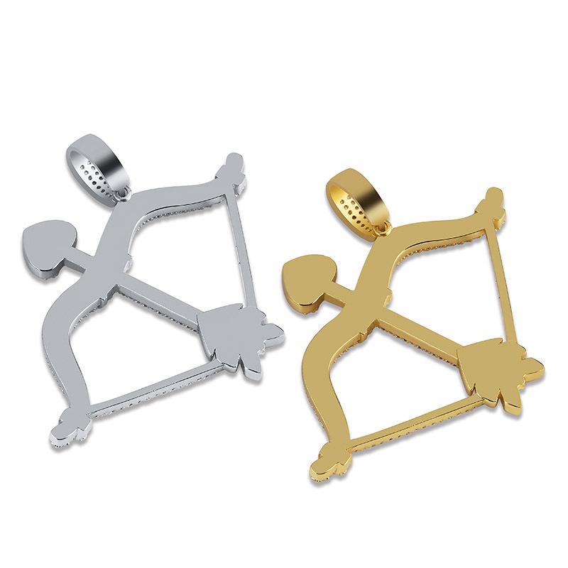 European-American Hip-Hop Cupid's Arrow Zirconia Pendant Necklace