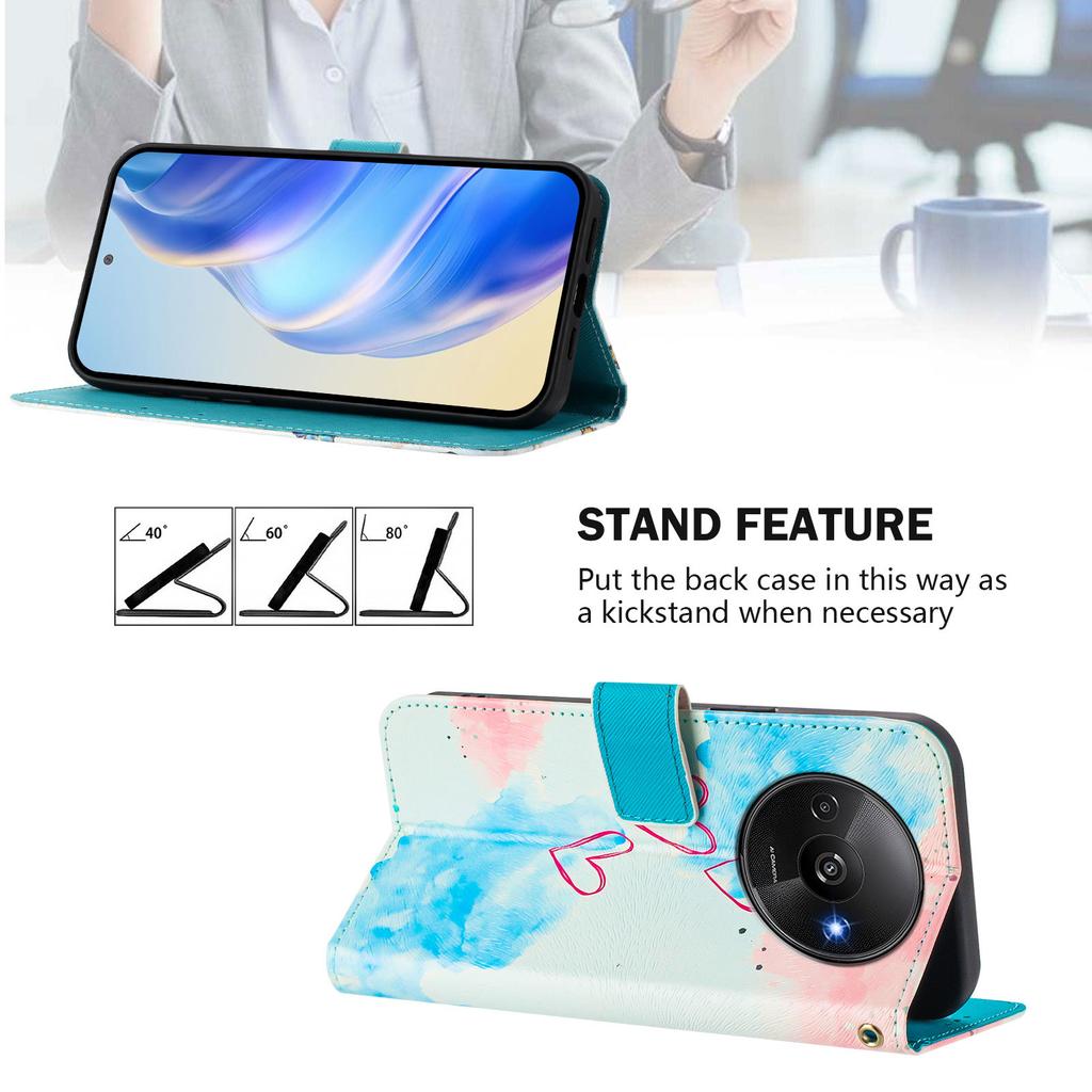 Kärlek Lyxigt Målat Läderfodral Plånbok PU-läder Bokstilsskydd för Xiaomi 5X 6X 11, Redmi 6 7 8 9 10 12, Redmi Note 9 10 11 12...