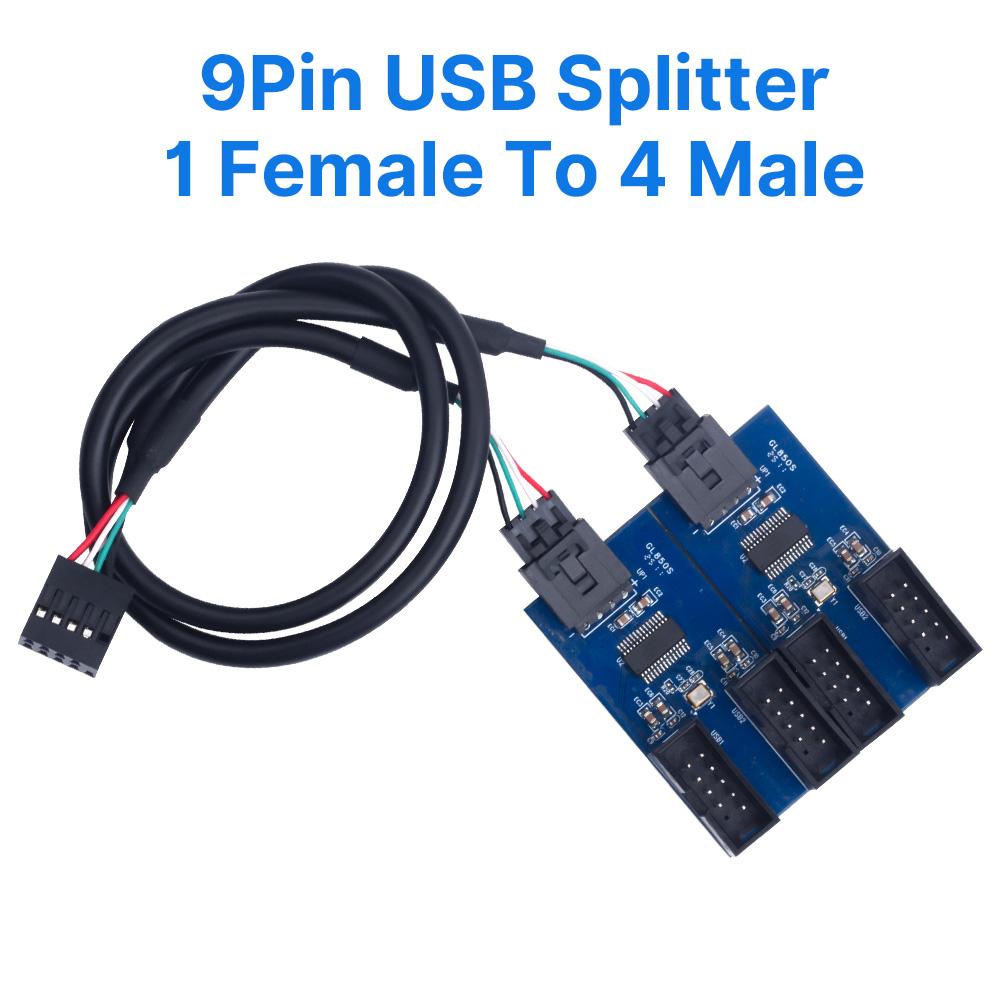 9Pin USB Splitter 1 To 4 - Motherboard USB Expander Adapter (9-Pin Interface)