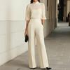 Completo 3 Pezzi da Donna con Pantaloni a Gamba Larga a Manica Corta