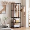 Simple three-row multi-functional storage hanger household bedroom floor rack coat rack
