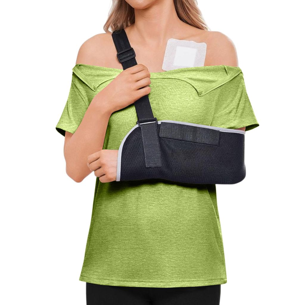 Damen-Postoperatives Kurzarm-Farbshirt Mit Schulterreißverschluss Und Seitenverschluss.