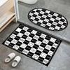 Simple Wind Diatomaceous Mud Checkerboard Bathroom Floor Mat Black and White Lattice Absorbent Non-slip Mat Kitchen Door Quick-drying Mat