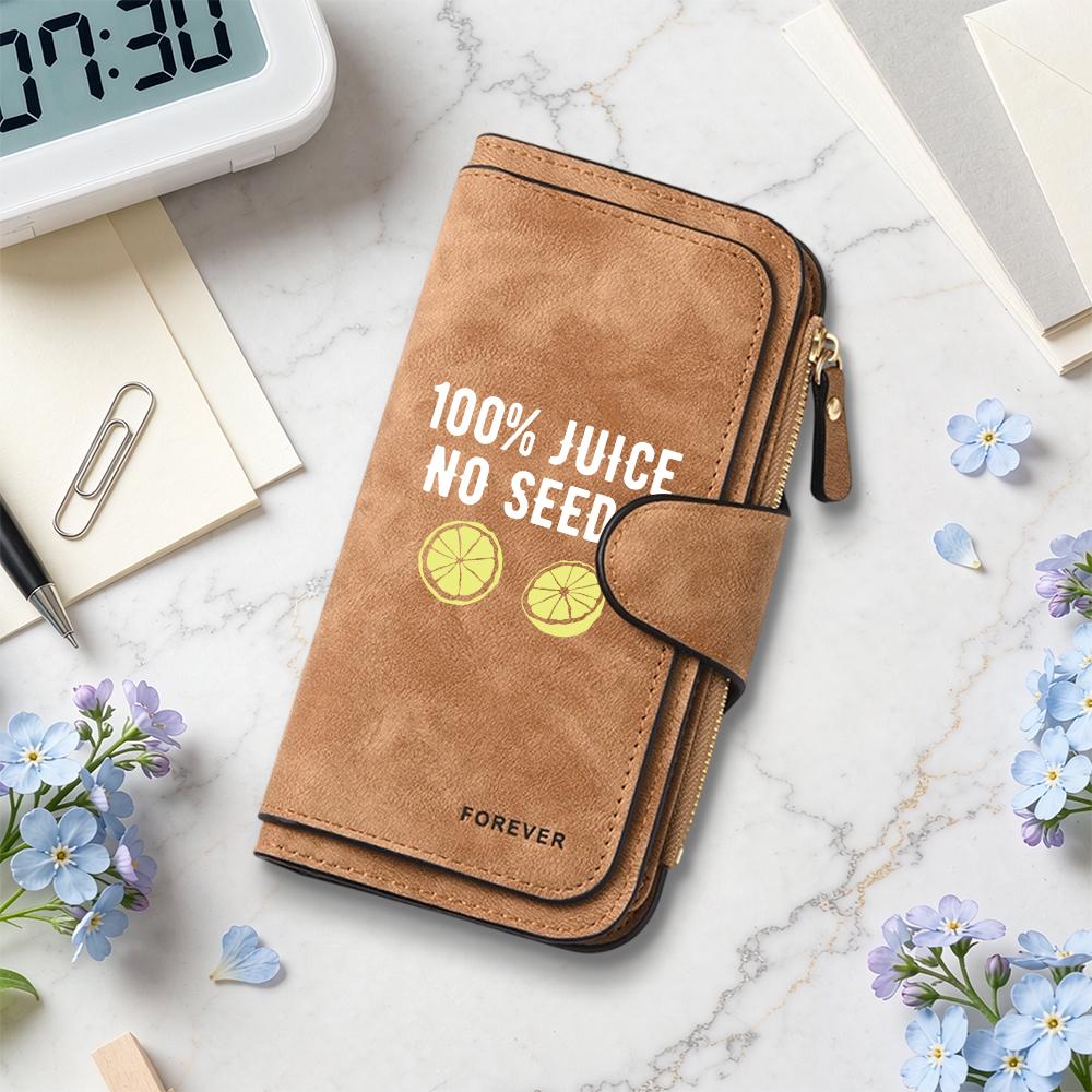 Stylish Lemon Printed Wallet Large Capacity Multifunctional Slim Portable Card Holder Purse for Daily Use