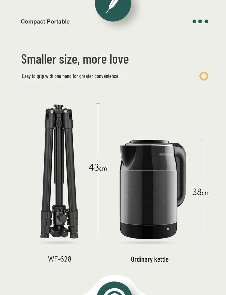 8 Wei Feng 628B Portable DSLR & Mirrorless Camera Tripod for Professional Photography & Mobile Selfies