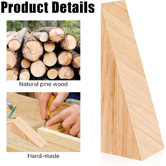 10 Pack Wooden Door Stoppers,Non-Slip Soild Wood Door Wedges for Bottom of Door,Triangle Wood Block Security Door Stopper for Home Office Chair