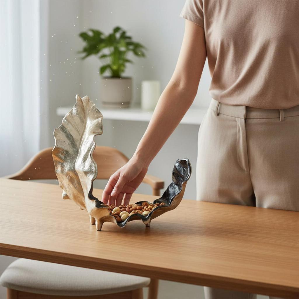 Abstract Foliage Bowl Luxury Design Home Decor Item Display Piece