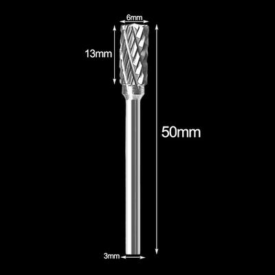Professional Grade 5pc Carbide Burrs Set 3x6mm Rotary Drill Bits for Welding Metal Deburring and Wood Sculpting