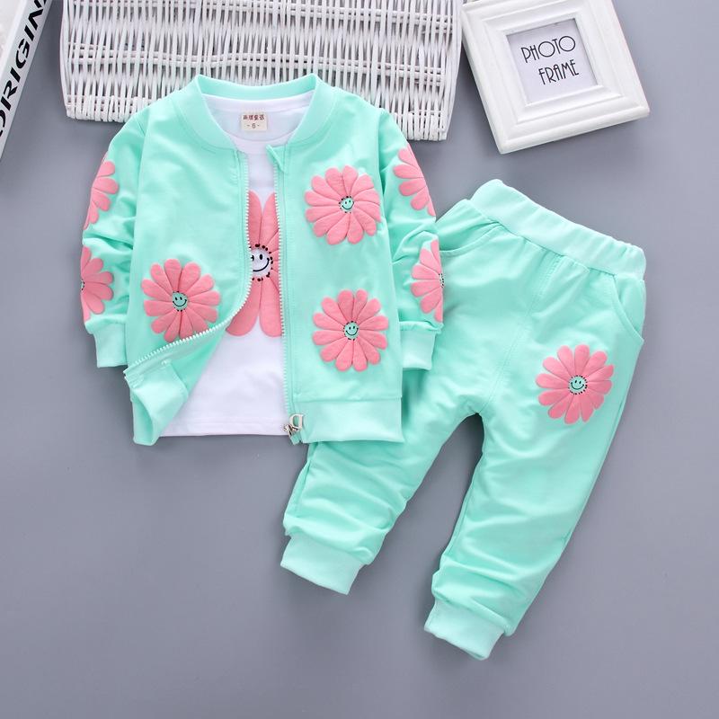 Spring & Autumn Fashion 3-Piece Set for Baby Girls: New Style Children's Clothing
